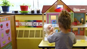A child plays with dolls at a Head Start program at Alliance for Community Empowerment, Thursday, Sept. 28, 2023, in Bridgeport, Conn. Head Start programs serving more than 10,000 disadvantaged children would immediately lose federal funding if there is a federal shutdown, although they might be able to stave off immediate closure if it doesn't last long.