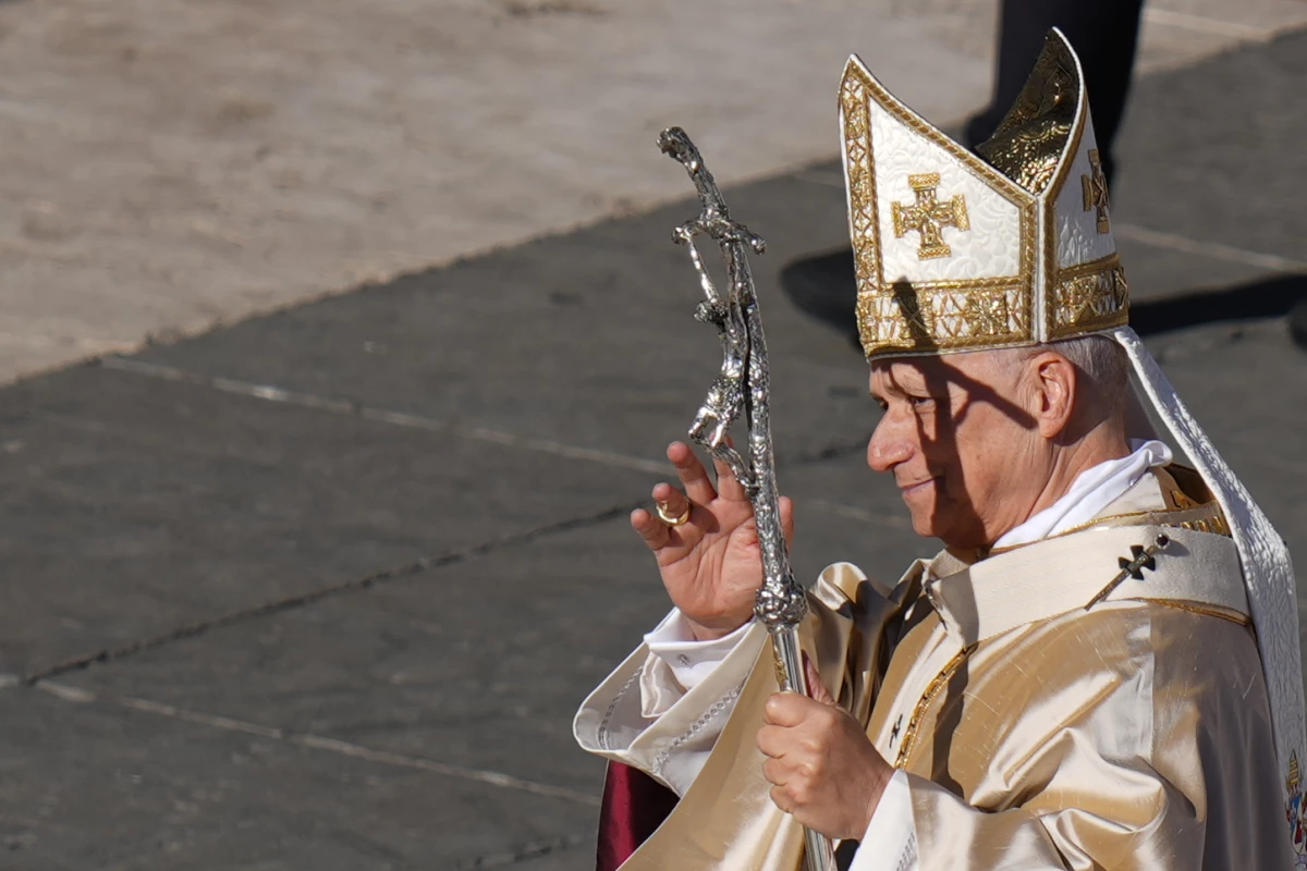 Pope Leo XIV leaves after a Mass for the Jubilee of the Choirs in St. Peter's Square, at the Vatican, Sunday, Nov. 23, 2025.