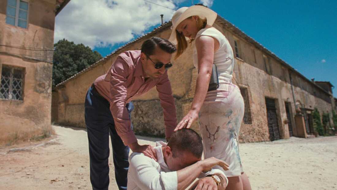 Roy siblings Roman (Kieran Culkin) and Shiv (Sarah Snook) comfort Kendall (Strong) as he makes a seismic confession in the Season 3 finale of Succession.