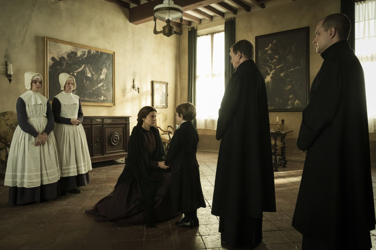 Enea Sala (center) plays the young Edgardo in <em>Kidnapped: The Abduction of Edgardo Mortara.</em><br/>
