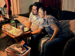 Nelly and Mario Villanueva watch telenovelas together in 2018.