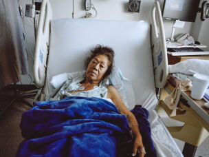 Jennifer Teresa Villanueva's grandmother, Teresa Chavez, in the hospital in 2018.