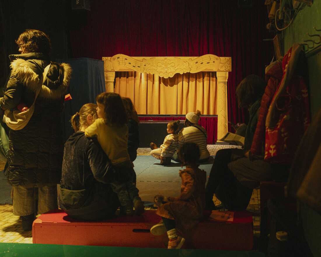 Attendees of a 12:30PM showing of "The Steadfast Tin Soldier" and "Nutcracker Sweets" at Puppetworks on December 6, 2025.