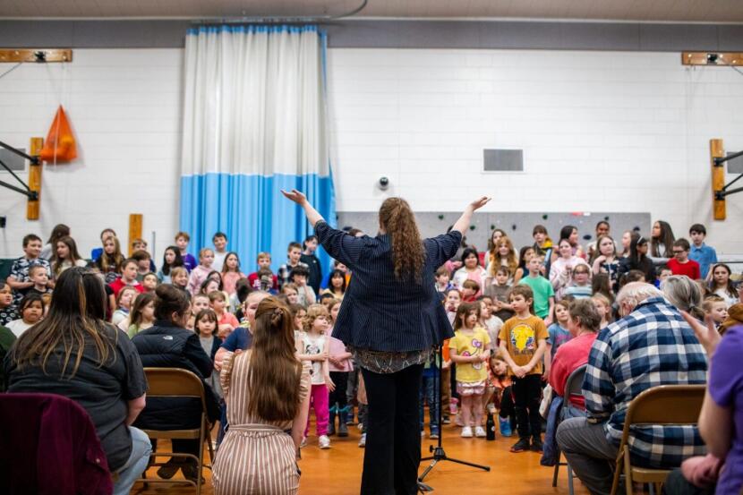 Students perform during a final spring concert on May 13, 2026 at Meadow Lakes Elementary, one of three schools closed by the Matanuska-Susitna Borough School District this year to address a budget deficit.