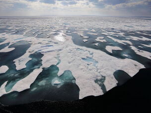 Sea ice melts on the Franklin Strait along the Northwest Passage in the Canadian Arctic Archipelago, Saturday, July 22, 2017.