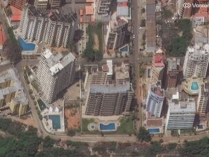Apartment buildings in La Guaira, Venezuela, pictured before the earthquakes on June 22.