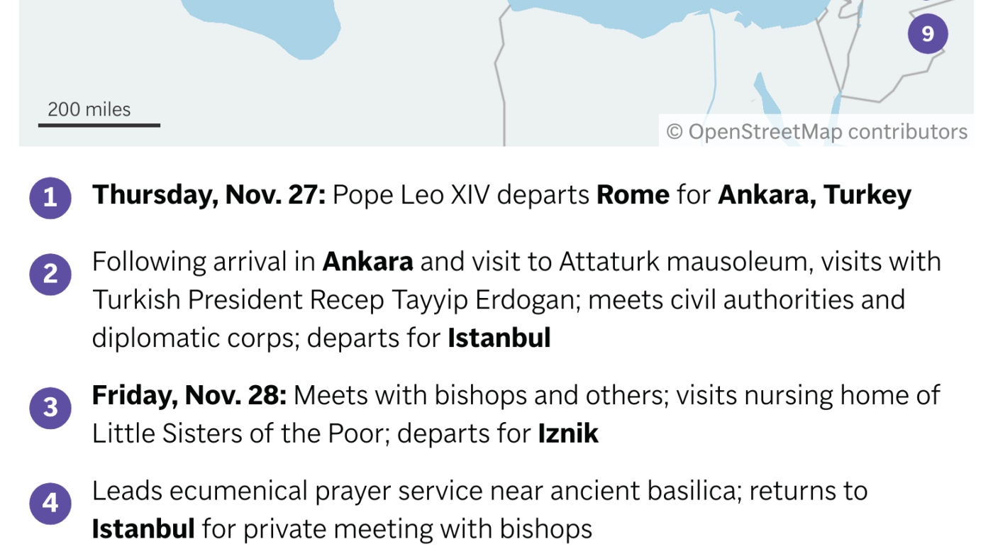 Pope Leo XIV to visit Turkey and Lebanon on first foreign trip