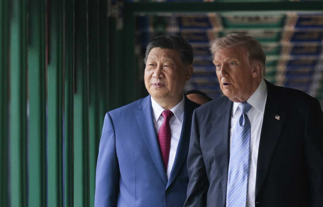 President Trump and Chinese President Xi Jinping tour Zhongnanhai Garden in Beijing in May.