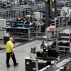 This photo shows the inside of DigiKey's warehouse, which is a cavernous facility filled with conveyor lines.
