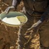An artisanal miner, locally known as a zama-zama, mines for gold at a mining operation in Stormhill, west of Johannesburg, on Aug. 11, 2023.