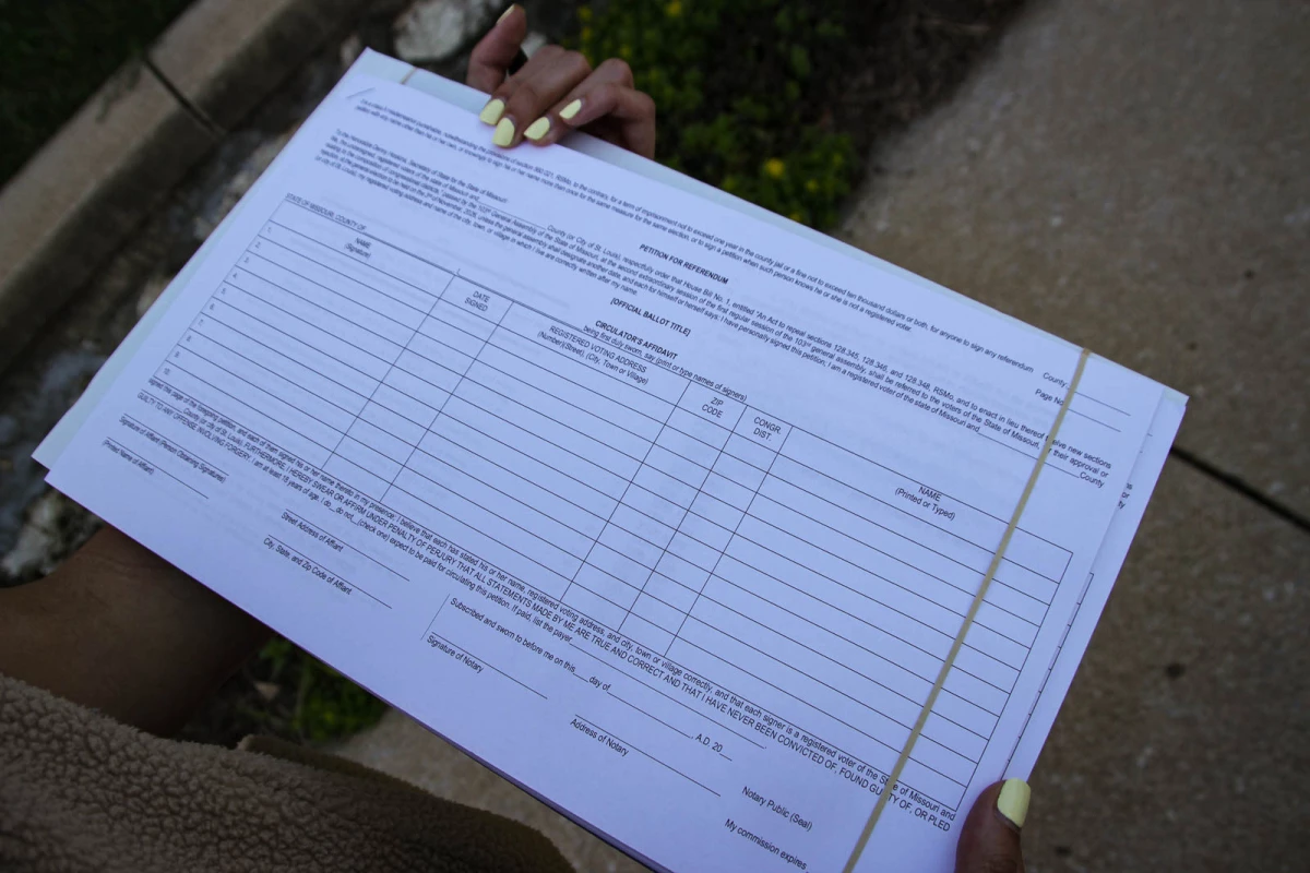 A group called People Not Politicians Missouri has been working to gather signatures to overturn Missouri's new congressional map. Signers have to leave one column on the petition, their congressional district, blank, because with the map changes, many don't know which district they're in.