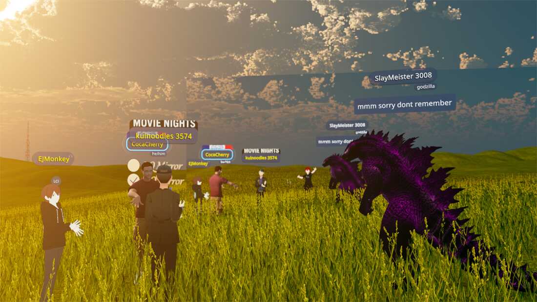 Cru missionaries evangelize in a VRChat world this January.
