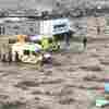 The wreckage of Azerbaijan Airlines Embraer 190 lays on the ground near the airport of Aktau, Kazakhstan, on Wednesday.
