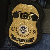 A federal agent wears an Immigration and Customs Enforcement badge in New York, June 10, 2025. The ICE officer who allegedly fatally shot a Colombian man in Maine on Monday was prone to violence and held racist beliefs, according to some of the people who were close to him.
