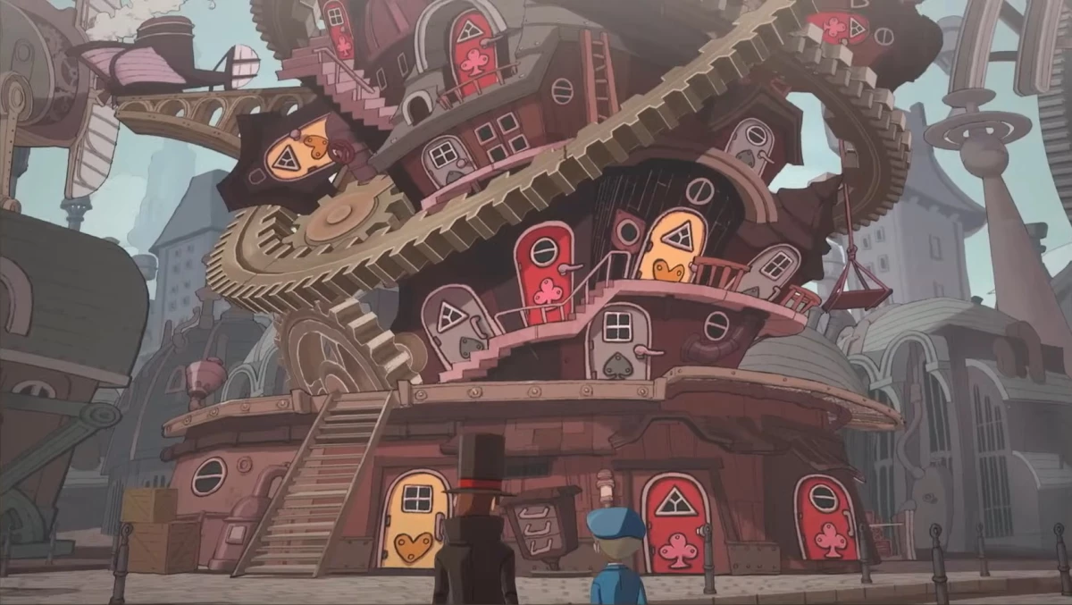 A trailer still from Professor Layton and the New World of Steam.