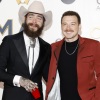 Post Malone (left) and Morgan Wallen on the red carpet at the 57th Annual CMA Awards on November 8, 2023 in Nashville, Tenn.