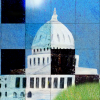 An illustration of the U.S. Capitol with a grid overlaid on top and some of the segments in the grid are blacked out.