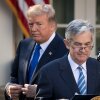 Trump stands behind Jerome Powell, whom he had just nominated to chair the Federal Reserve, at a press event in the Rose Garden of the White House in Washington, D.C., on Nov, 2, 2017 during the president's first term.