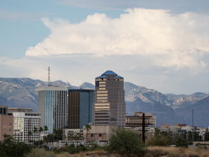The skyline of downtown Tucson was ominous during a heat wave last summer. 2023 was one of the hottest years ever recorded in Arizona.