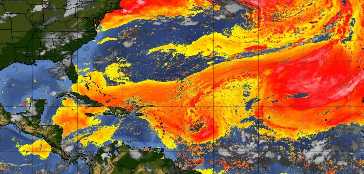 Map showing the Saharan Air Layer across the Atlantic basin.
