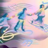 An illustration shows four people, holding hands, ascending against a background of musical notes.