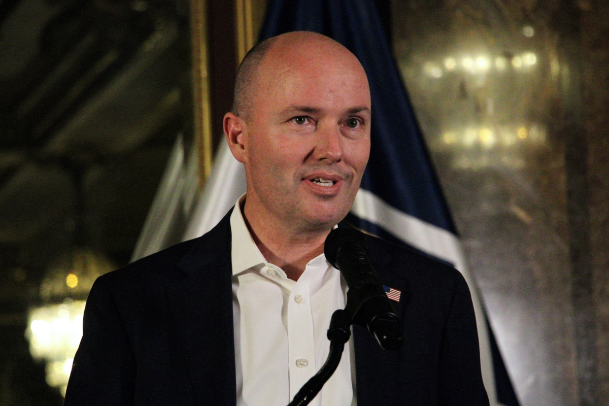 Utah Gov. Spencer Cox speaks to reporters March 7 in Salt Lake City. He has made affordable housing a signature issue, saying the state's skyrocketing prices are 'the single greatest threat to the prosperity of our state.'