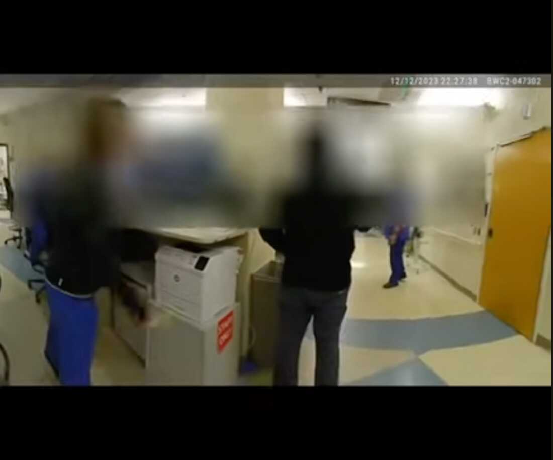 In bodycam footage released by the Milwaukie Police Department, Providence Hospital emergency room staff interacts with police officers the night Jean Descamps was discharged from the emergency room. Descamps died later that night from a street drug overdose. Staff members' identities were blurred by the Milwaukie Police Department.