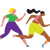 A colorful illustration of three women runners.