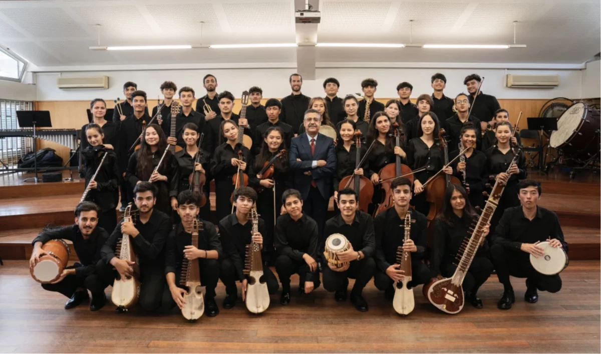 The Afghan Youth Orchestra with its founder, Ahmad Sarmast.