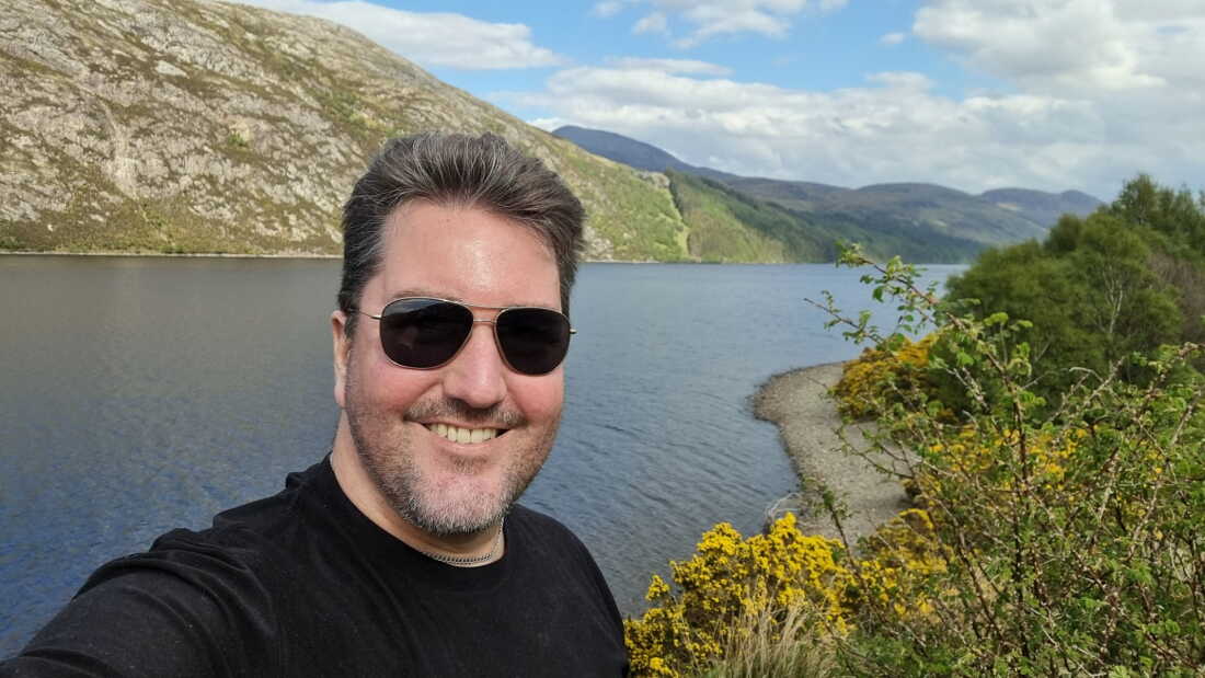 Jason Sorensen, who moved to the north east coast of Scotland after experiencing wildfires in Los Angeles. He runs a YouTube channel called “The American Highlander”.