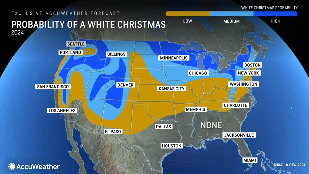 There's hope for a white Christmas in a few parts of the U.S.