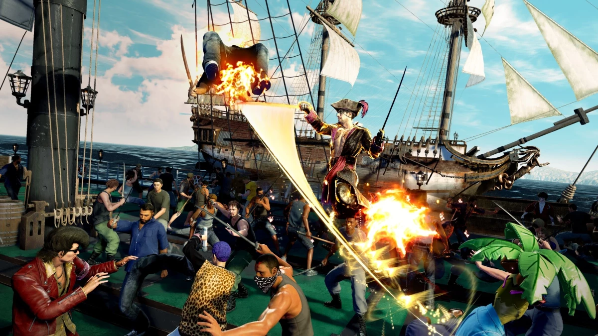 One of the absurd ship battles in Like a Dragon: Pirate Yakuza in Hawaii.