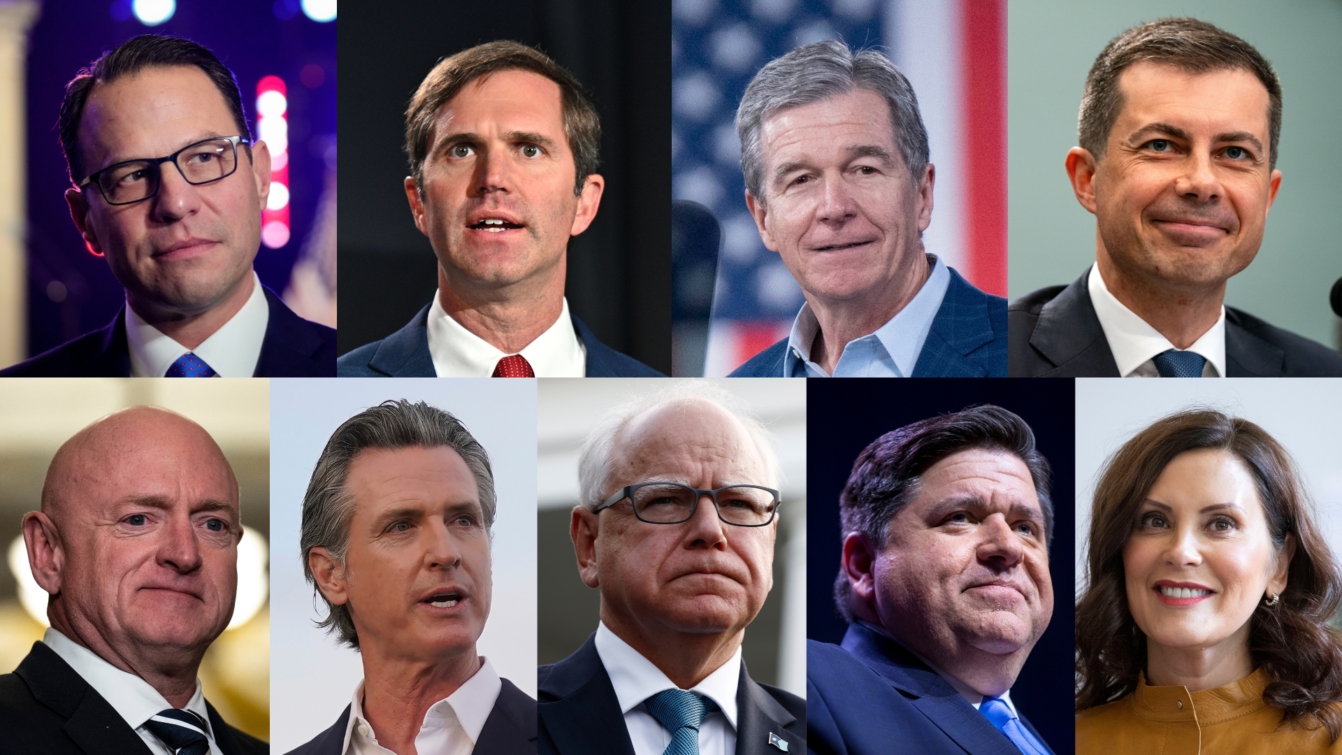 Pennsylvania Gov. Josh Shapiro, Kentucky Gov. Andy Beshear, North Carolina Gov. Roy Cooper, Transportation Secretary Pete Buttigieg, Arizona Sen. Mark Kelly, California Gov. Gavin Newsom, Minnesota Gov. Tim Walz, Illinois Gov. JB Pritzker and Michigan Gov. Gretchen Whitmer