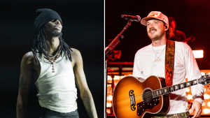 Left: Playboi Carti's supersized blockbuster MUSIC holds at No. 1 on the album chart in its second week of release, but Morgan Wallen (right) breaks a record for songs.