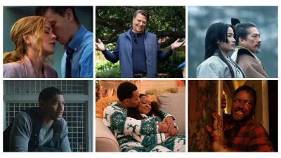 Clockwise from top left: Nicole Kidman and Harris Dickinson in <em>Babygirl </em>(A24); Ted McGinley in <em>Shrinking</em> (Apple TV+); Anna Sawai and Hiroyuki Sanada in <em>Shogun </em>(FX); James McAvoy in <em>Speak No Evil (</em>Susie Allnutt/Universal Studios); Tyler James Williams and Quinta Brunson in <em>Abbott Elementary </em>(Gilles Mingasson/Disney); Aaron Pierre in <em>Rebel Ridge</em> (Allyson Rigg/Netflix).