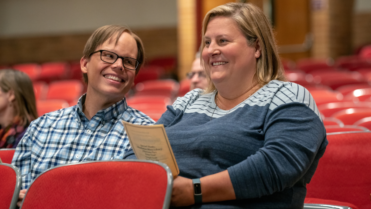 Jeff Hiller and Bridget Everett in Somebody Somewhere.