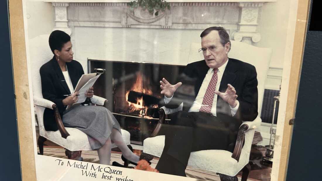 A photo of Michel Martin as a young journalist.