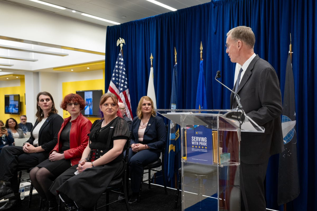 Retired four-star Gen. Stanley McChrystal speaks during a retirement ceremony in January hosted by the Human Rights Campaign for five transgender service members forced to retire from the military in Washington, D.C.