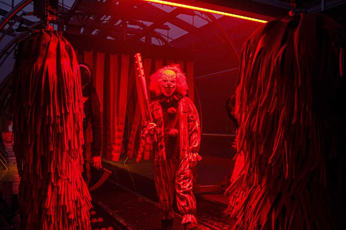 A menacing clown lurks in a Tommy’s Express car wash. For Halloween, the company runs 126 haunted car washes in 32 states.