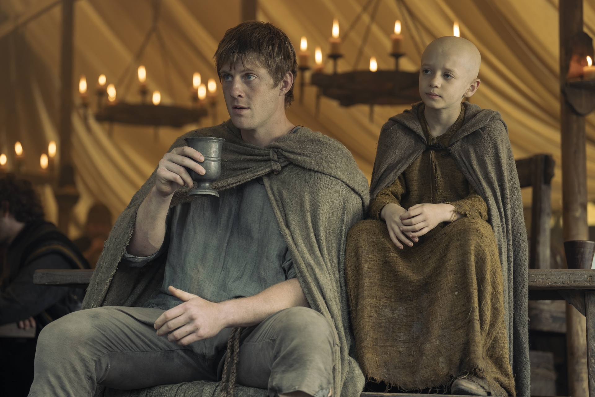 Peter Claffey and Dexter Sol Ansell in <em>A Knight of the Seven Kingdoms.</em>