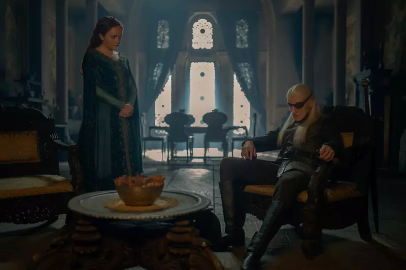 Alicent (Olivia Cooke) and mopey Aemond (Ewan Mitchell).
