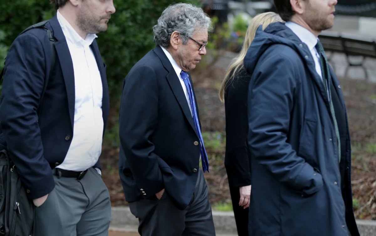 Insys founder John N. Kapoor, center, leaves the John Joseph Moakley United States Courthouse in Boston on May 2, 2019. On the 15th day of deliberations, a US District Court jury in Boston found that Kapoor and four former executives of Insys Therapeutics engaged in a nationwide conspiracy to pay off doctors at pain clinics to prescribe Subsys, an under-the-tongue fentanyl spray approved in 2012 for cancer pain.