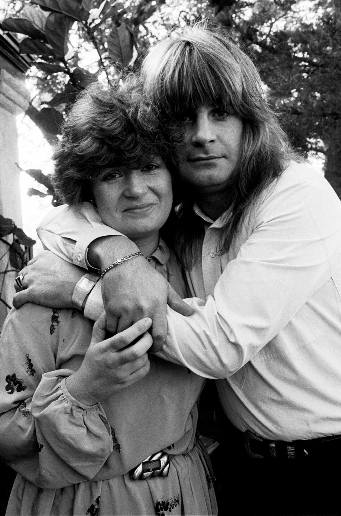 Ozzy Osbourne embraces his fiancee, Sharon Arden, in Los Angeles, on Dec. 21, 1981.