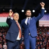 U.S. Vice President JD Vance (R) and Hungarian Prime Minister Viktor Orban appear on stage together during the Day of Friendship event at MTK Sportpark on April 7, 2026 in Budapest, Hungary.