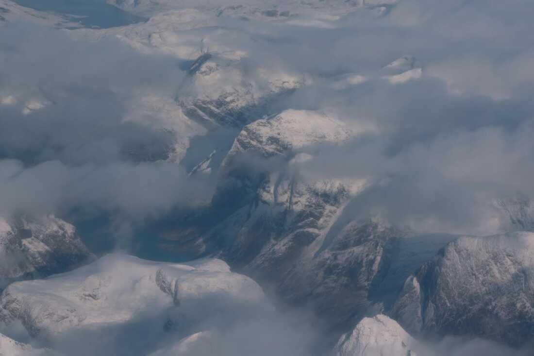 Aerial view of a mountain just north of Nuuk, Greenland's capital.