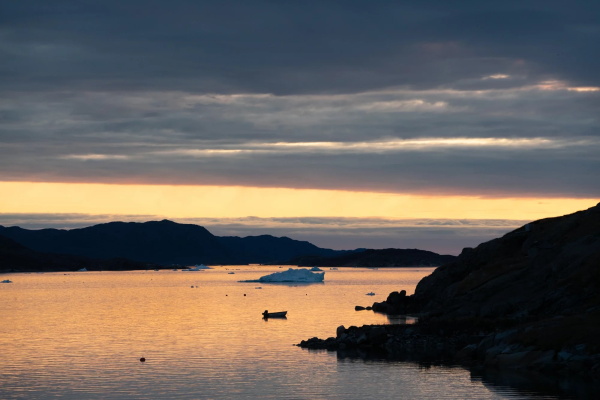 An iceberg floats in the fjord outside Narsaq.