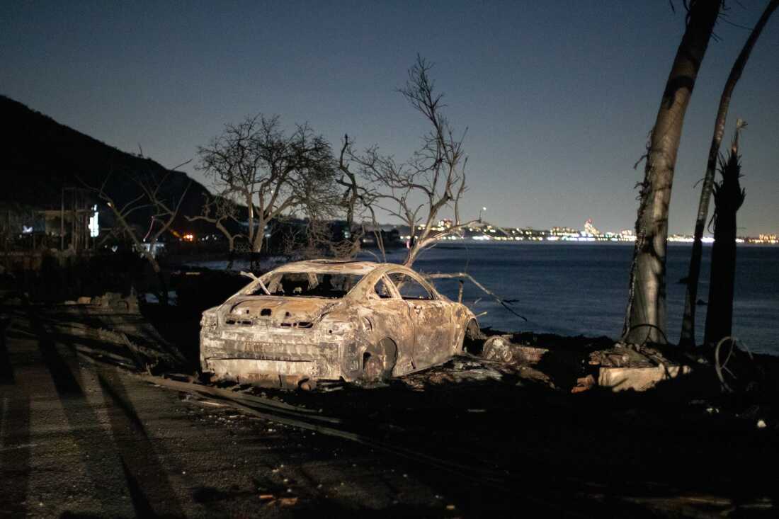 Aftermath of the Palisades Fire is seen on an impacted stretch of the Pacific Coast Highway.