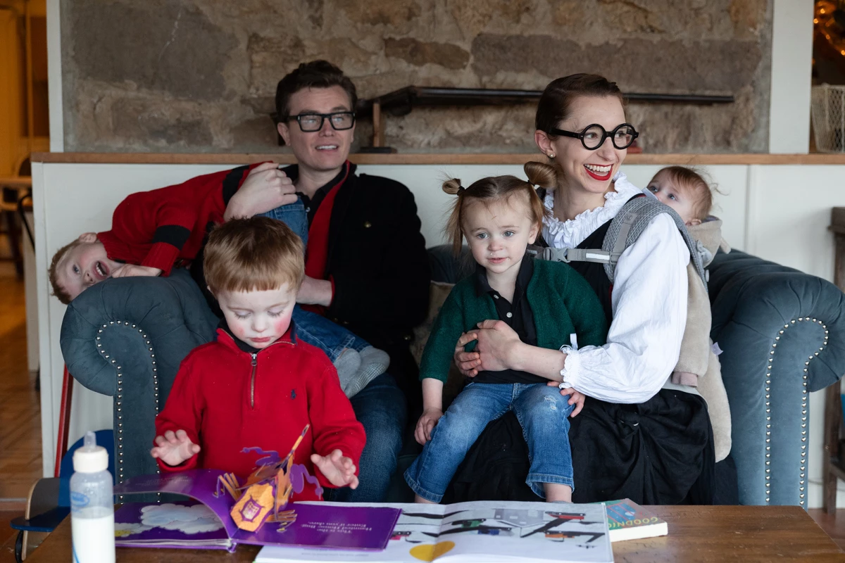 Malcolm and Simone Collins with their four children in December 2024.