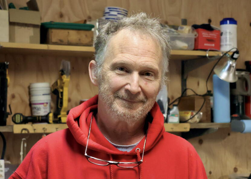 Senate candidate Dan J. Sullivan in his home workshop on July 20, 2026.