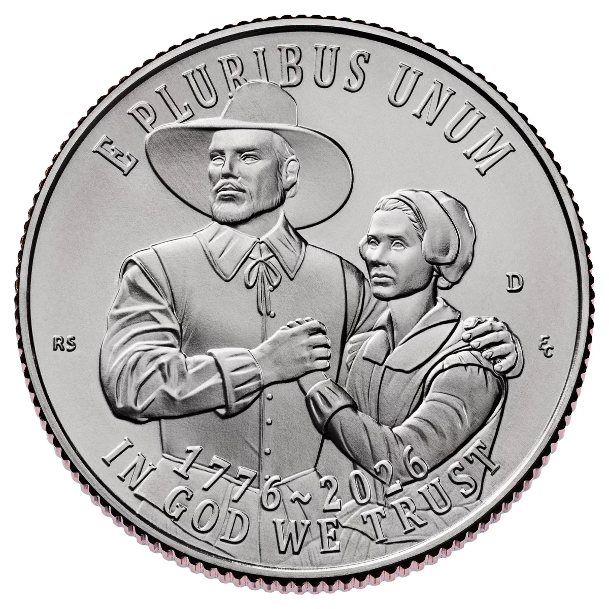The first of the new anniversary quarters features the Mayflower Compact. The Treasury secretary rejected designs featuring Frederick Douglass, Ruby Bridges and women's suffrage.
